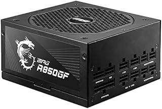 MSI MPG A850GF Power Supply Unit, UK Plug - 850W, 80 Plus Gold Certified, Fully Modular ATX PSU, 3 x 6+2 Pin GPU Support, Japanese 105°C Capicitors, Flat Black Cables - 10 Year Warranty