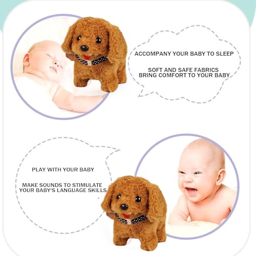 Image of Walking Talking Fluffy Dog Toy for Kids, Fun Movement, Included Battery Operated - Barking, Jumping & Twitch Nose, Voice Repeat, Perfect for Children's Kids & Toddlers (Brown)