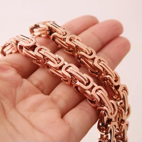 8mm 7-40inch Men Women Rose Gold Plated Stainless Steel Byzantine Chain Necklace2