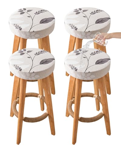 Image of CRFATOP 4 Pack Waterproof Bar Stool Covers Round Seat Slipcover,L,01