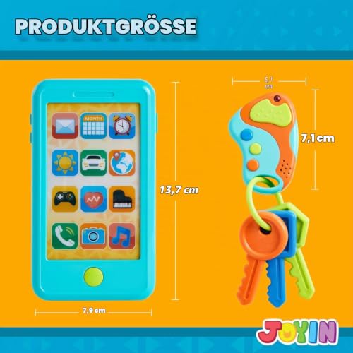 JOYIN Kleinkind Spielen Telefon, blau Spielzeug Telefon Set, Keyfob Schlüssel Spielzeug und Kreditkarten Set, Kinder Handy Spielzeug… – Ansicht 5