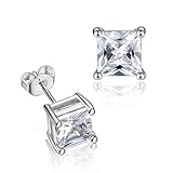 Description du produit Dormeuses carrées taillées en zircon cubiques - boucles d\'oreilles imiter des diamants - Princesse - Dormeuses en cristal - Argent élégant et populaire