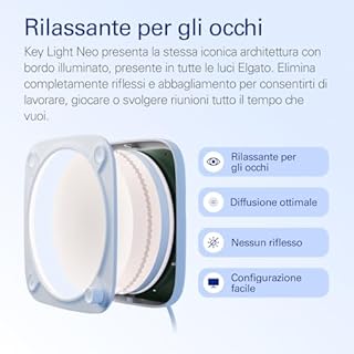Elgato Key Light Neo (Senza Supporto) - Luce LED per Videochiamate e Streaming - Controllo onboard/Wi-Fi - Compatibile con Laptop, PC, Mac - Alimentazione USB - Supporti non inclusi