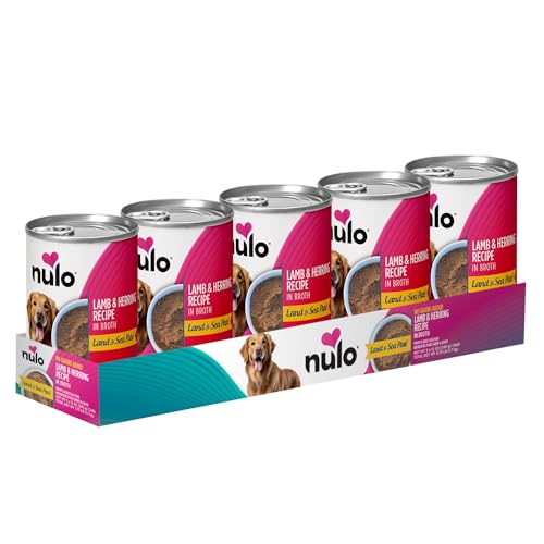 Image of Nulo Land & Sea for Adult Dogs & Puppies Lamb & Herring Recipe in Broth 12 Ounce Cans, Pack of 5