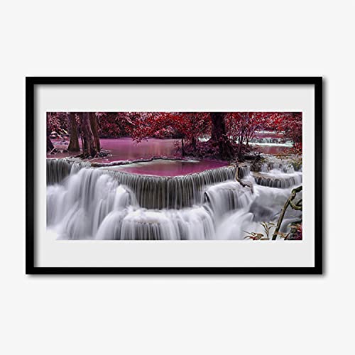 Affiche avec cadre murale salon et chambre 60x40 cm cascade et arbre majestueux Tulup
