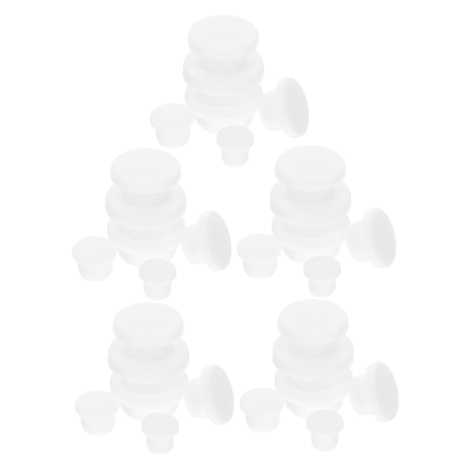 30pcs Silicone Hole Plugs Bottle Stoppers White Sealing Caps Reusable Bottle Stopper Sealing Round Hole Plug for Lab and Household Use