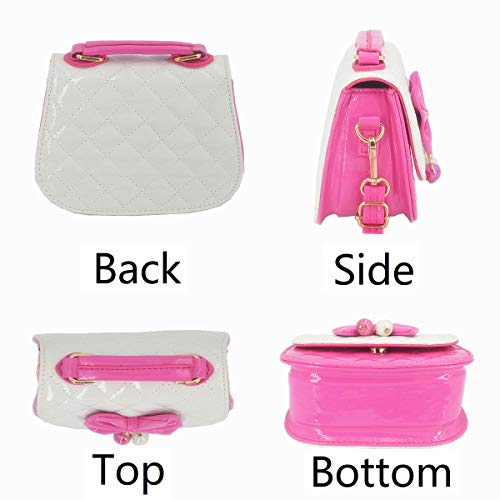 Little Girls Crossbody Purses for Kids - Toddler Mini Cute Princess Handbags Shoulder Bag (Bowknot Rose pink&White) - Thumbnail 3