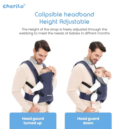 Image of Cherilo Baby Carrier | Adjustable 4 Carry Positions Carrier for 0 to 3 Year | Comfortable Baby Carrying Bag for New Born & Toddler up to 15 Kgs | Blue