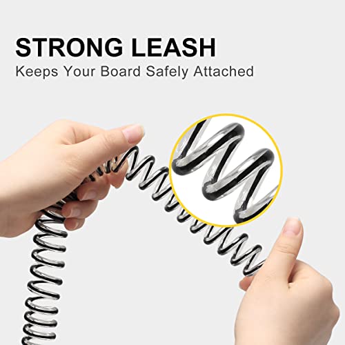 Woowave Sup Leash Premium Stand Up Paddle Board Surfboard Leash Coiled 8/10 Feet Stay On Board With Waterproof Wallet/Phone Case (Clear Black Core, 8Ft & 7Mm) #TOP1