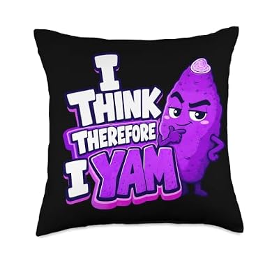 I Think Therefore I Yam Ube Pun Purple Yam Dad Joke Throw Pillow