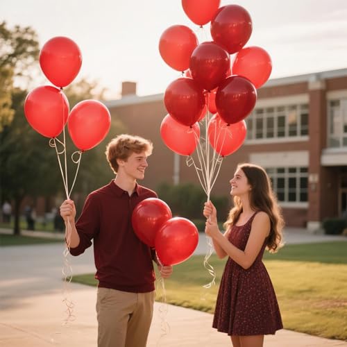 Image of 100pcs Burgundy Balloons 12inch Dark Red Maroon Party Latex Balloons for Graduation Thanksgiving Wedding Engagement Birthday Anniversary Valentines Party Decorations