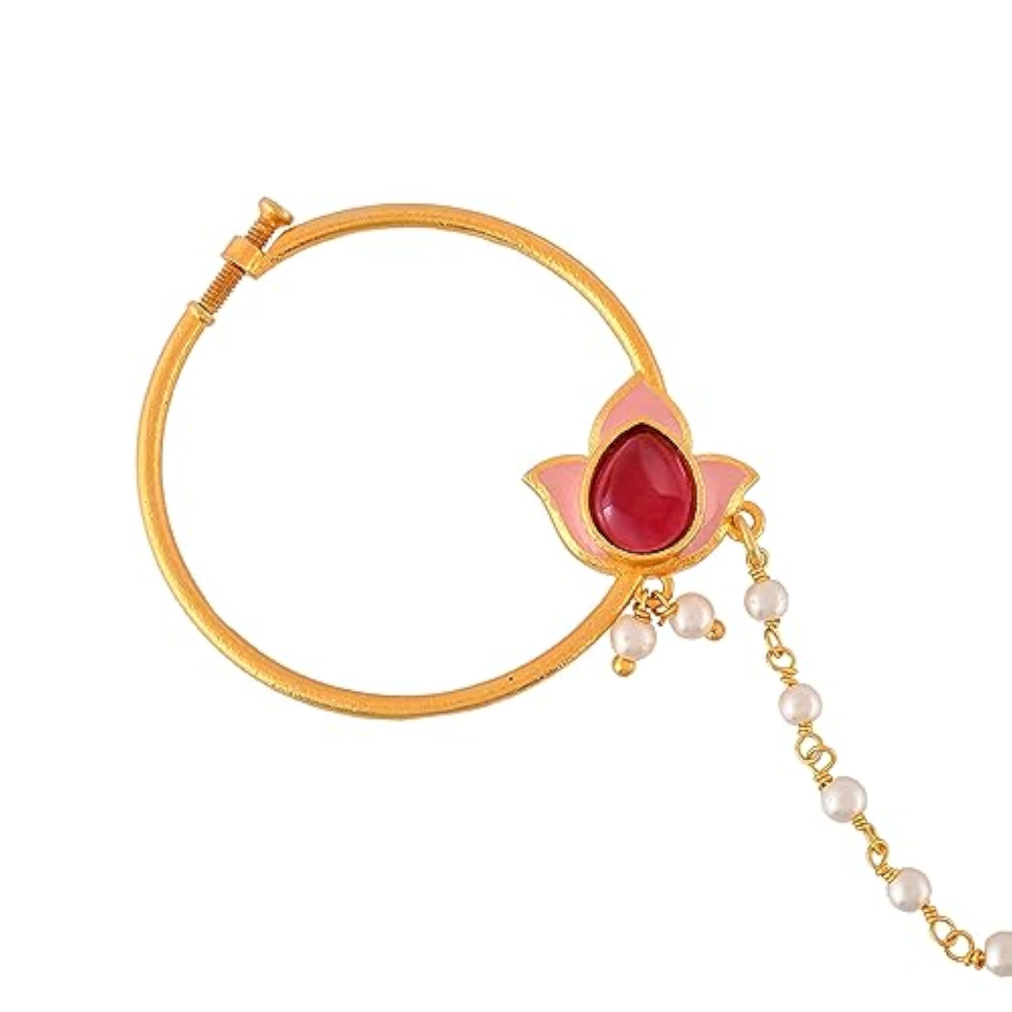 Tulip Motif Pearls Non-Piercing Nose Ring, Elegant Accessory