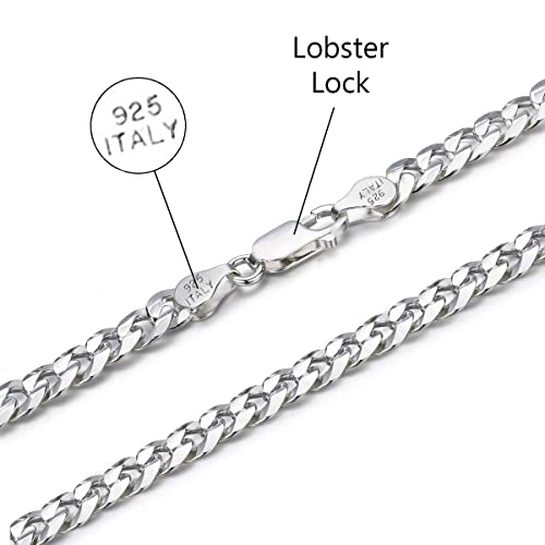 Savlano 925 Sterling Silver 4mm Italian Solid Curb Cuban Link Chain Necklace For Men & Women - Made in Italy Comes With a Gift Box2