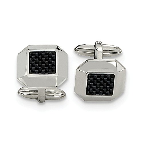 Mancuernillas Hombre Acero y Fibra de Carbono 17 mm miniatura 1