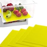 Dualplex® Fridge Liners - Refrigerator Liner Drawers or Shelves - 4 Pack Fridge Mats Washable -...