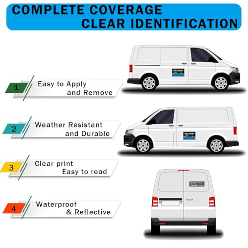 Image of NIMONA Delivery Driver Magnet for Car - 3-Pack Caution Frequent Stops Removable Set - Reflective Magnetic Car Door Sign - Weather-Resistant 11.8 x 4 Inch (Blue-Black 3 Pcs)