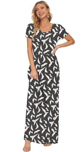 Image of AUSELILY Women's Classic Short Sleeve Loose Plain Casual Long Maxi Dresses for Women 2026