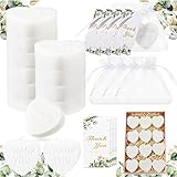 Demissle 60 Sets Scented Heart Soap Favors for Guests Baby Shower Favors Soaps Thank You Gifts with Thank You Tags Drawstring Organza Bag Guests Wedding Party Bridal Shower Gift(White)