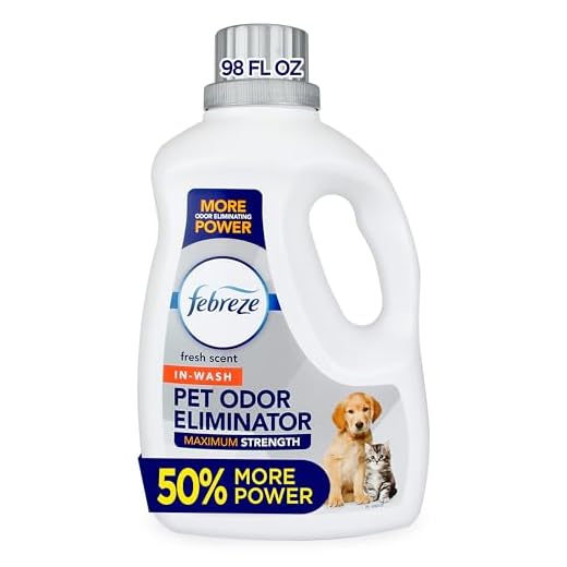 Febreze Laundry Detergent Additive for Pet Supplies, Maximum Strength In Wash Pet Odor Eliminator, Designed to Remove Tough Odors in Fabrics and Clothing in a Single Wash, Fresh Scent, 98 floz