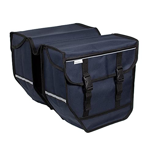 BikyBag Model M Double Pannier Bag 28L Large Capacity Water Resistant Rear Rack Bicycle Luggage Dark Blue - Image 3