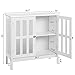 Yaheetech Storage Sideboard Buffet, Wooden Storage Cabinet with Glass Door for Home Kitchen Hallway Dining Room, Console Table Server Display, White