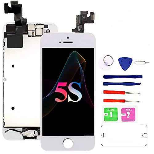 Mafix for iPhone 5S/SE Screen Replacement-White, with Home Button, Front Camera, Earspeaker Full Assembly LCD Display Digitizer Touch Screen Repair Kits for A1533, A1453