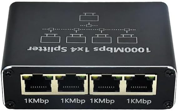 Coverzone 1 Gigabit Ethernet Switch 4 Port 1000Mbps, RJ45 1 to 4 Ethernet Splitter, RJ45 LAN Network Switch 1-2 Gigabit Network Splitter, Computer, HUB, Switch, Router ZR889