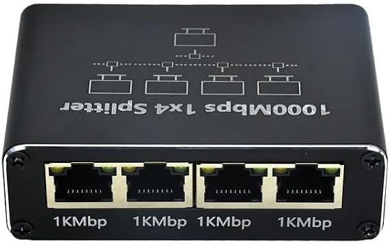 Coverzone 1 Gigabit Ethernet Switch 4 Port 1000Mbps, RJ45 1 to 4 Ethernet Splitter, RJ45 LAN Network Switch 1-2 Gigabit Network Splitter, Computer, HUB, Switch, Router ZR889