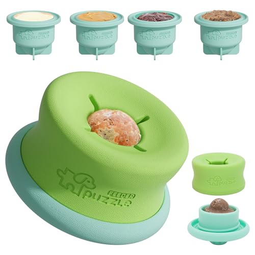 Puzzle Feeder Interactive Dog Enrichment Toy, 4 Freezable Silicone Cups, Slow Feeder Dishwasher...