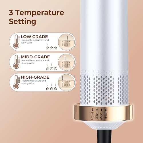 Image of Upgrade Hair Dryer Brush 5 in 1 Blow Dryer Brush, Air Curler Air Curling Wrap Styler, Detachable Hot Air Brush Negative Ion Curling Brush Iron, Hair Styling Tools for Drying Curling Straightening