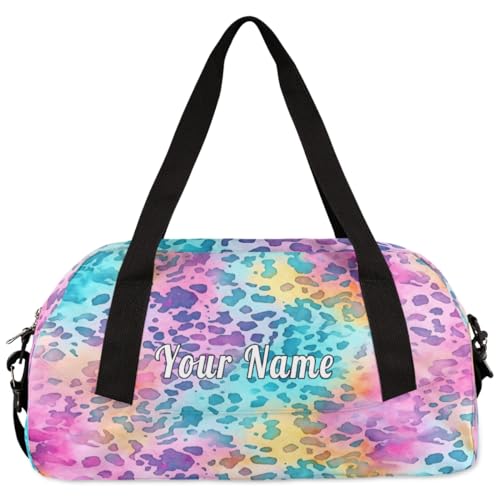 Personalized Kids Duffel Bag Colorful Abstract Leopard Print,Custom Sport Gym Bag for Boys Girls,WWeekender Overnight Bags Travel Duffel Bag,Customized Kids Gift4