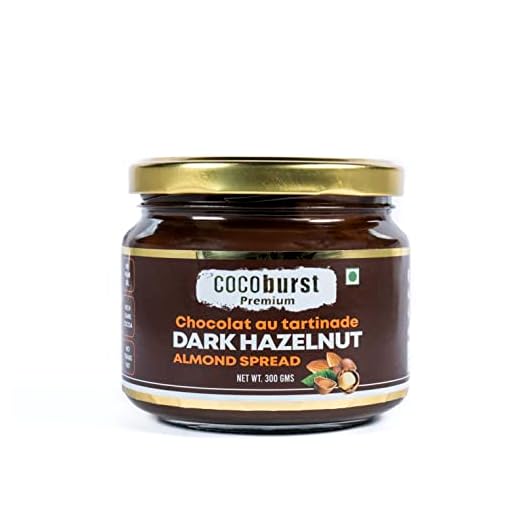 JINDAL COCOA Cocoburst Creamy Dark Chocolate Hazelnut Almond Butter Spread 300 Gm | Nut and chocolate Butter For Bread/Milkshakes/Waffle | 100% Vegetarian, Protein-Rich, No Palm Oil