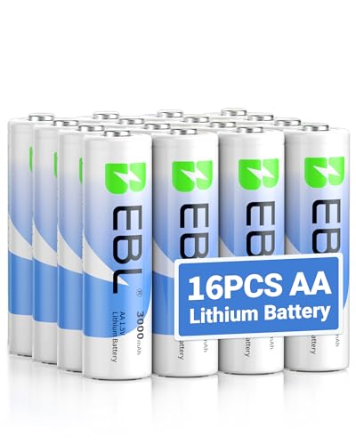 EBL 16 Counts AA Lithium Batteries 1.5V Constant Voltage Long Lasting