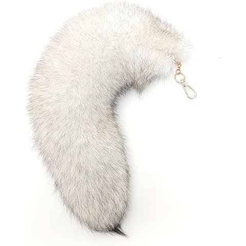 Huge Fluffy White Gray Fox Tail Fur Cosplay HOOK Handbag Accessery Fashion Charm Cover