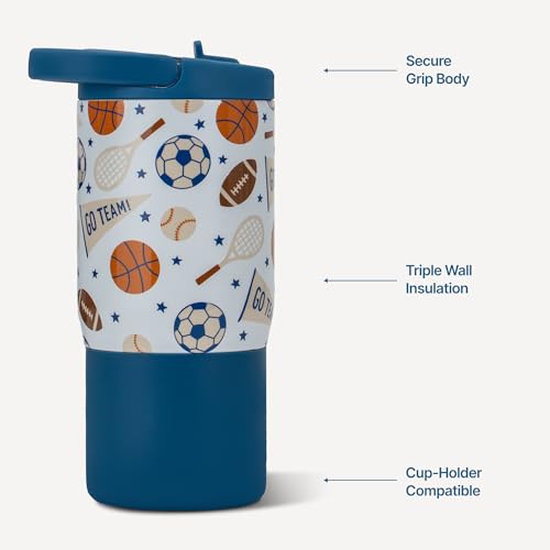 Image of HydroJug Sport 14 oz Insulated Kids Water Bottle with Straw, All-Stars