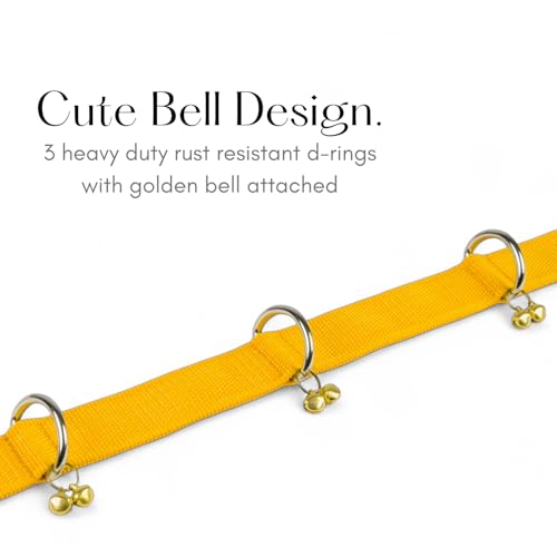 Image of Dog Neck Collar Belt and Leash for Medium Dogs, Dog Stylish Nylon Leash Belts with Bell - Beagle, Pug, Boxer, Shiba Inu, Tibetan Terrier, Indian Spitz (Medium, Yellow)