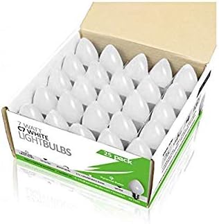 Box of 25 Light Bulbs -C7, Steady Burning - Ceramic White - 7 Watt - Candelabra Base -Great for Night Lights, and Christmas Strings