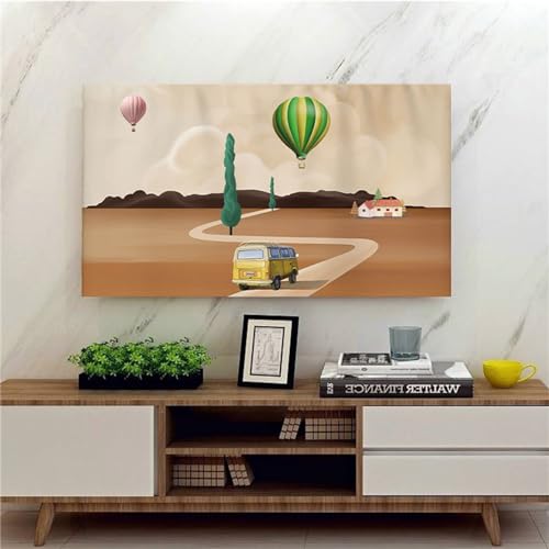 Treer TV Abdeckung Staubschutzhülle, Hülle Bezug für Fernsehen Schutzhülle Universal Fernseher Hülle Elastisch Staubschutz für 22-75 Zoll TV/PC-Displaye (22 Zoll,Heißluftballon)