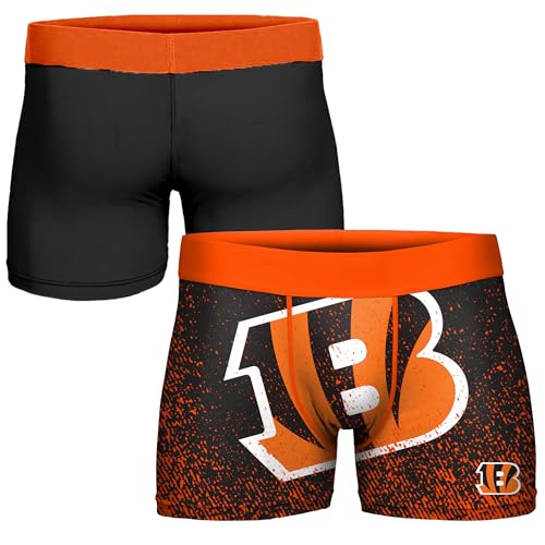 FOCO NFL Men's Officially Licensed Team Color Primary Logo Football Fan Essential Boxer Briefs Underwear - Cincinnati Bengals - Large