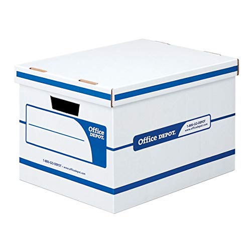 Office Depot 60% Recycled Quick Set-Up Storage Boxes With Lift-Off Lid, Letter/Legal, 10Inh X 12Inw X 15Ind, White/Blue, Pk Of 12, 0800303 #TOP3