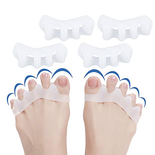 OBSGUMU 2Pairs Silicone Toe Separators Toe Spreaders Toe Stretchers Toe Straighteners Toe Divider for Overlapping Toes, Bunions, Hammer Toes, Plantar Fasciitis, Pedicure,Quick Pain Relief