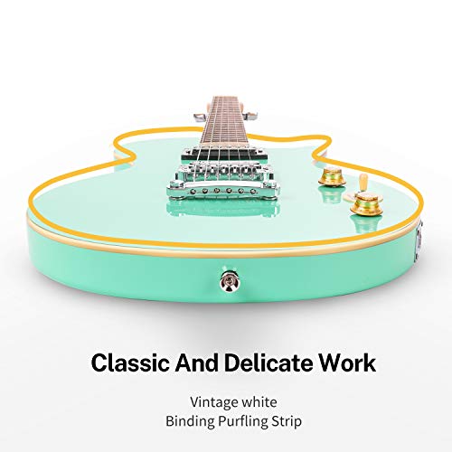 Image of Donner DLP-124G Solid Body Full-Size 39 Inch LP Electric Guitar Kit Surf Green, with Bag, Strap, Cable, for Beginner