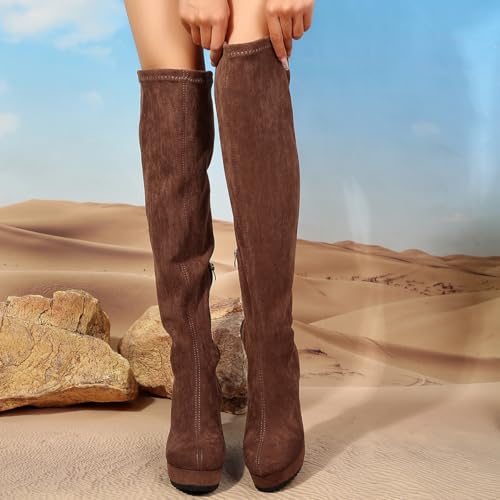 Women's Fashion Winter Over The Knee Boots Suede Platform Wedge Boots Thigh High Zip Long Comfort Boots4