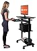 Stand Up Desk Store Mobile Rolling Adjustable Height Standing Workstation with Printer Shelf and Slideout Keyboard Tray (Black Frame/Black Top, 30