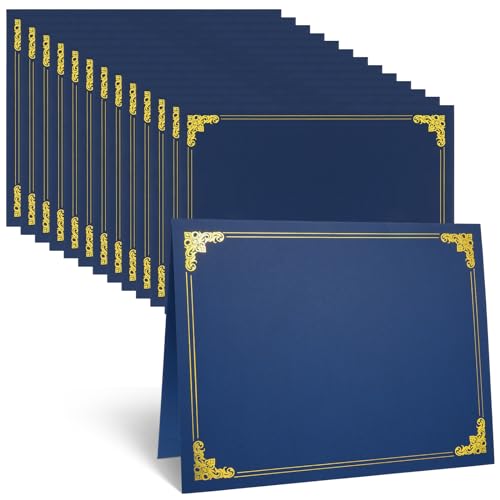 Porte-certificat bleu marine avec liseré doré pour document d'invitation 21x29,7