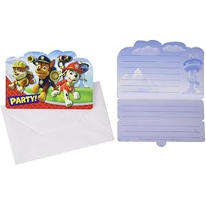 amscan 999138 Gevouwen Uitnodigingskaarten met Paw Patrol Thema-8 Stuks