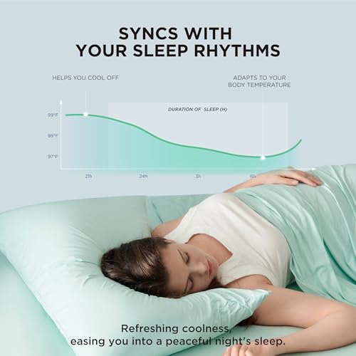 Bedsure Cooling Pillow Cases King Size Set of 2, Cool Pillowcases for Hot Sleepers and Night Sweats, Silky Soft & Breathable Cold Pillow Covers with Hidden Zipper, Green, 20x36 Inches