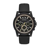 Armani Exchange Men's Outerbanks Chronograph Silicone Watch, AX1343, Black, 44 mm