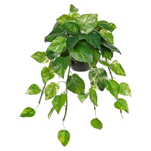 Hollyone Artificial Hanging Pothos Plants Potted Fake Ivy Faux Pothos