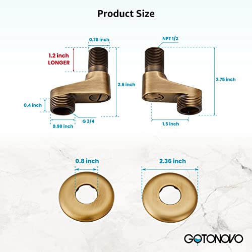 gotonovo Clawfoot Tub Adapter 3-3/8 Inch Adjustable Swing Arms for Kitchen Faucet Bathtub Bathroom Shower Faucet Set Commercial Utility 1 Pair 1.2 inch Antique Brass